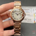 Ballon Bleu Cartier TWF Swiss Quartz 33 Silver Sunray Dial & Rose Gold Case